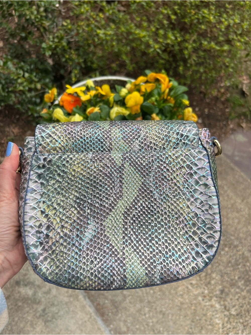 Brahmin Mini Sonny Iridescent Snake-Embossed Crossbody in Shimmering Multi-Tone - Picture 2 of 8